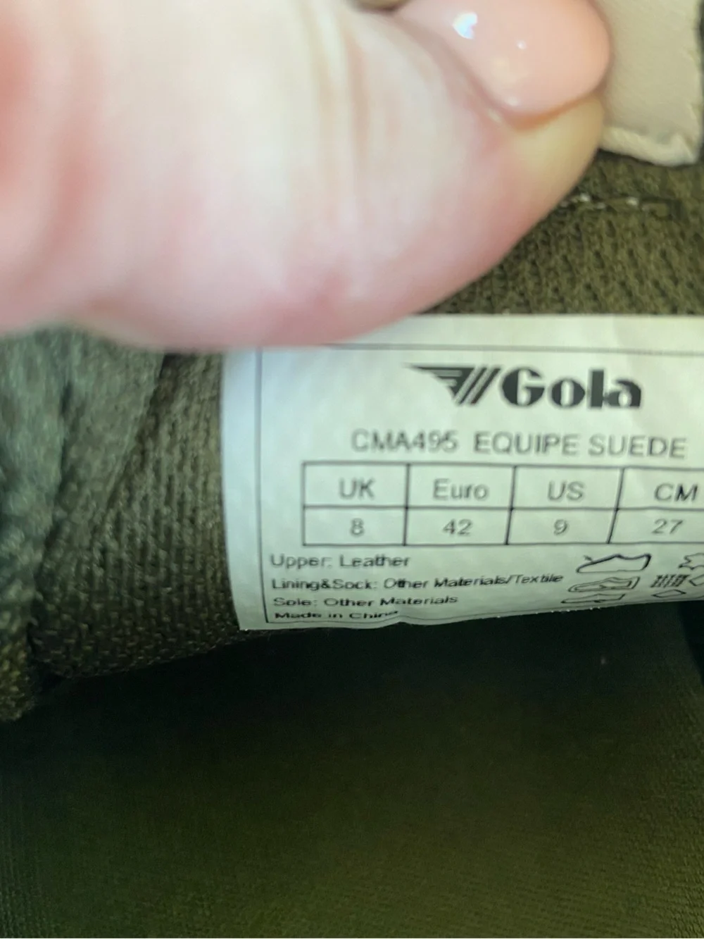 Gola Equipe Olive Green Suede Heritage Sneakers Men's Size 9 Leather Athletic